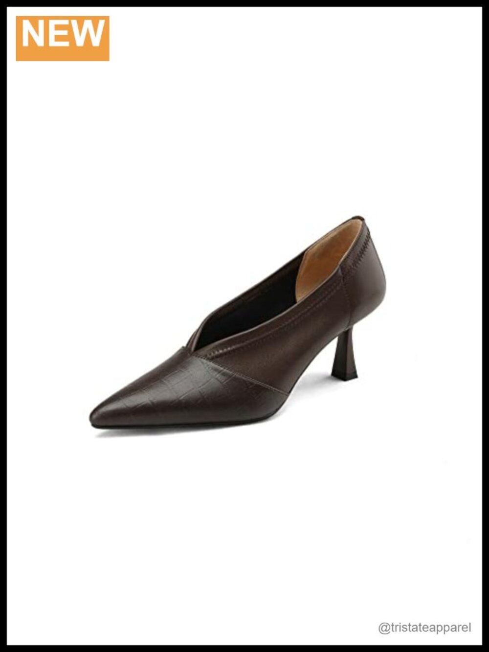 Genuine Leather Pointed Toe Kitten Heel Pump Office Shoes
